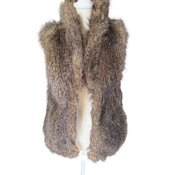 Jack BB Dakota faux fir fully lined sleeveless open vest jacket women's size S - Picture 1 of 9